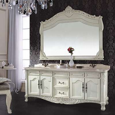 Vintage Traditional hand carved single basin bathroom vanity