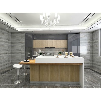 High quality modern simple marble counter top ensemble lacquer kitchen cabinet